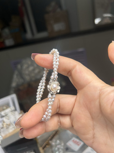 天然淡水珍珠纯银缠绕款 小极光双层手链