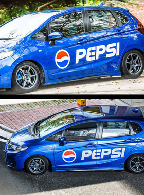 飞度GK5百事可乐搞笑创意刮痕遮挡车贴纸个性定制蓝色车装饰车贴