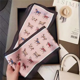 新款小领巾细窄长条印花丝巾女春款飘带时尚百搭职业装饰领巾