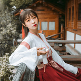 Lu Yun Ji cải tiến ban đầu Hanfu nữ gió nghe cổ áo cổ áo cải thiện sườn xám thêu váy nhẹ nhàng Han yếu tố mùa hè