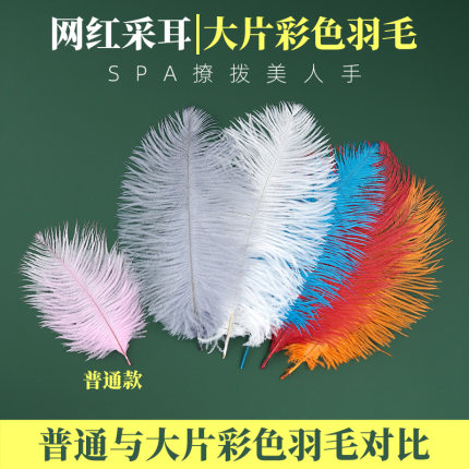 专业SPA大片网红彩色羽毛技师扫脸毛毛毛棒芙蓉杵撩拔美人手
