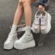 女2025春秋新款 小个子增高8cm松糕鞋 时尚 厚底小白鞋 百搭休闲板鞋