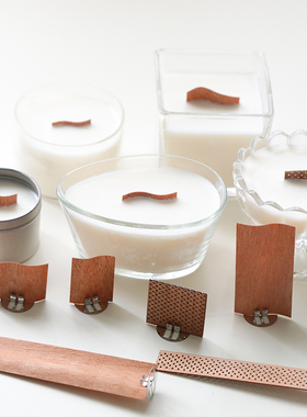 白燥音木片芯网格状香薰蜡烛木质芯S型大牌蜡烛容器大豆蜡烛芯木