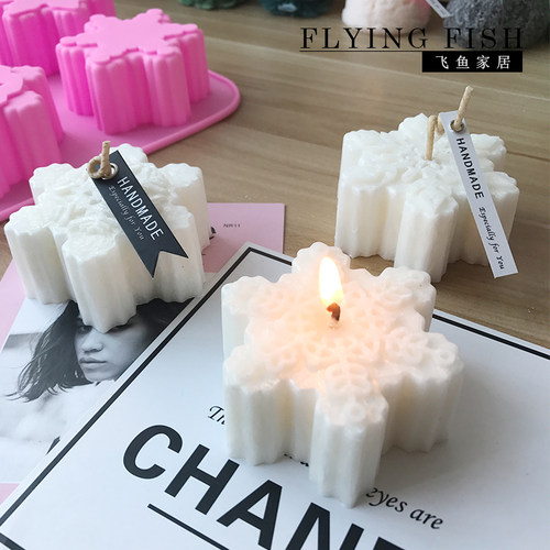 飞鱼手作圣诞雪花蜡烛模具diy
