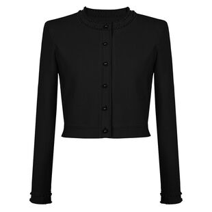 品质2025春秋新款长袖圆领珍珠针织衫百搭上衣时尚开衫外套女装