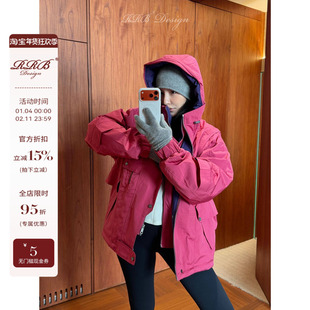 RRB Design 宽松显瘦可拆卸两穿保暖厚实连帽长袖羽绒服风衣外套