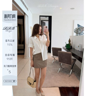 RRB 亚麻混纺A字半身裙 Design「柔雾裁序」立体收腰精裁高腰显瘦