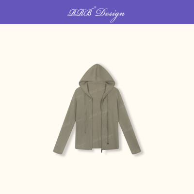 RRB Design「行至松弛」羊毛双拉链百搭简约时尚显瘦长袖连帽外套