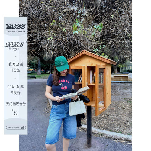 RRB Design 修身简约字母樱桃印花百搭显瘦短袖T恤打底衫上衣