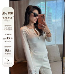 RRB Design圆弧裁剪莫代尔羊毛混纺舒适亲肤圆领上衣T恤