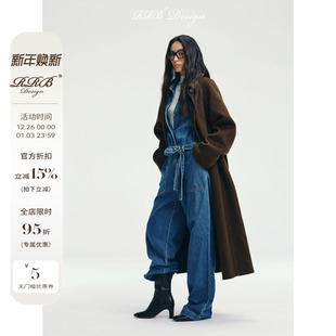 RRB Design「奢柔暖意」进口贝贝羊驼复古宽松腰带一粒扣毛呢外套