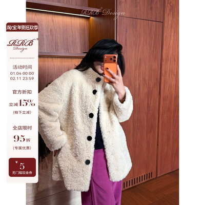 RRB Design 宽松软糯立领单排扣百搭显瘦时髦保暖环保外套