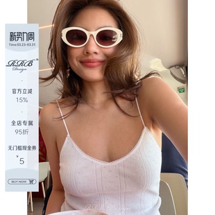 百搭显瘦蕾丝边镂空提花吊带背心气质无袖 修身 上衣 Design RRB