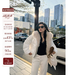 RRB Design 宽松百搭显瘦可拆卸狐狸毛领白鹅绒保暖长袖鹅绒服