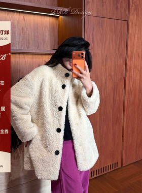 RRB Design 宽松软糯立领单排扣百搭显瘦时髦保暖环保外套