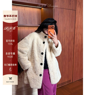 RRB Design 宽松软糯立领单排扣百搭显瘦时髦保暖环保外套