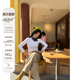 长袖 「万能打底」舒适弹力多色截短修身 打底T恤 Design RRB