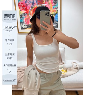 显瘦自带bra简约百搭吊带背心无袖 绵羊毛混纺修身 上衣 Design RRB