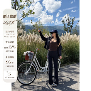 休闲裤 RRB 松紧腰纯色微喇裤 加厚显瘦高弹塑形修身 Design