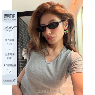 高弹短袖 RRB 显瘦小V领基础款 修身 T恤简约百搭套头上衣 Design