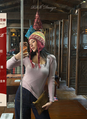 RRB Design 「万能方领」 轻奢羊毛混纺U领显瘦修身打底衫