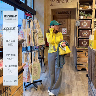 RRB Design「本命T」休闲慵懒风长袖打底衫T恤百搭正肩修身上衣女