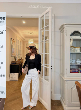 RRB Design 纯色宽松百搭舒适弹力显瘦休闲裤简约弯刀裤