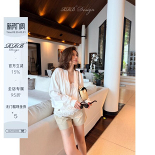 外套慵懒简约百搭上衣 100%棉宽松显瘦V领斜扣长袖 RRB Design