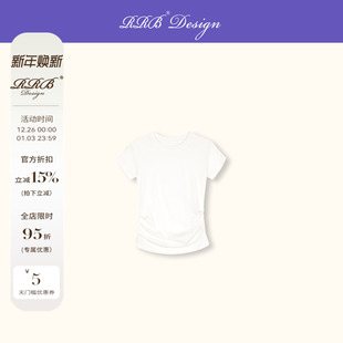 圆领短袖 RRB 捏褶设计修身 极简肩连袖 上衣 Design「瘦瘦T」必入款