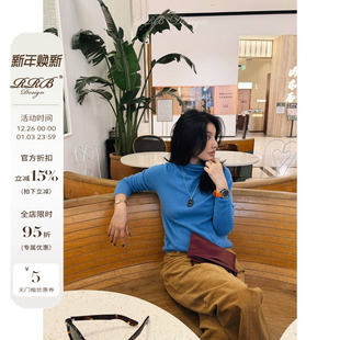 百搭显瘦无缝一体高领针织上衣 羊毛羊绒混纺纯色修身 RRB Design