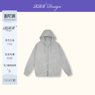 RRB Design 宽松显瘦慵懒风廓形长袖连帽卫衣休闲拉链开衫外套