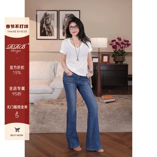 RRB Design「超模裤」重磅高腰修身高弹塑型显瘦牛仔喇叭裤