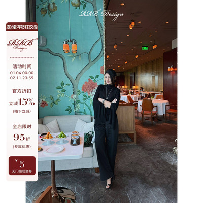 RRB Design「流畅型廓」高密高支100%棉宽松显瘦纯色休闲裤阔腿裤