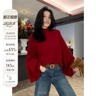 RRB 100%羊毛前后两穿宽松慵懒半高领斗篷坎肩毛衣 Design