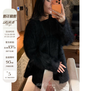 慵懒中长款 安哥拉兔绒混纺大衣 毛茸茸外套 Design RRB