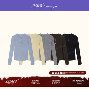 RRB Design 羊毛混纺亲肤显瘦百搭打底针织衫上衣秋冬修身长袖T恤