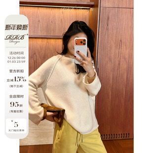 圆领套头针织衫 RRB 宽松百搭显瘦纯色长袖 100%羊毛衫 Design