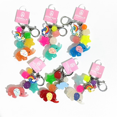 韩饰AZ饰品挂饰醋酸雅致镶钻圆球五角星小象钥匙扣YSK0320