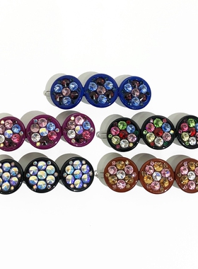 韩饰AZ饰品头饰雅致镶钻果冻色圆片一字边卡扣卡女BQ1643