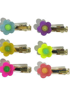 韩饰AZ饰品头饰雅致素面果冻色半球五瓣花鸭嘴夹女YZJ0814