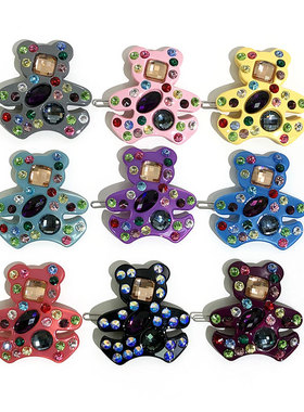 韩饰AZ饰品头饰雅致镶钻马卡龙色可爱小熊边卡扣卡女BQ1644