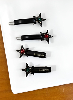 韩饰AZ饰品发饰雅致镶钻五角星一字边卡扣卡鸭嘴夹女BQ1837