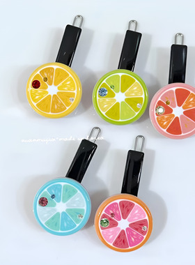 韩饰AZ饰品发饰雅致镶钻水果香甜柠檬桔子边卡扣卡女BQ1850