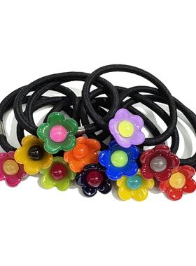 韩饰AZ饰品头饰雅致素面甜美半球五瓣花皮筋发圈FQ1093