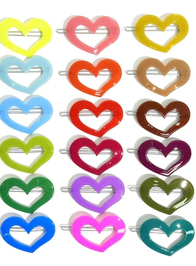 韩饰AZ饰品头饰雅致素面炫彩镂空桃心边卡扣卡女BQ0082