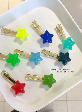 韩饰AZ饰品头饰雅致果冻色发卡炫彩五角星鸭嘴夹YZJ0770