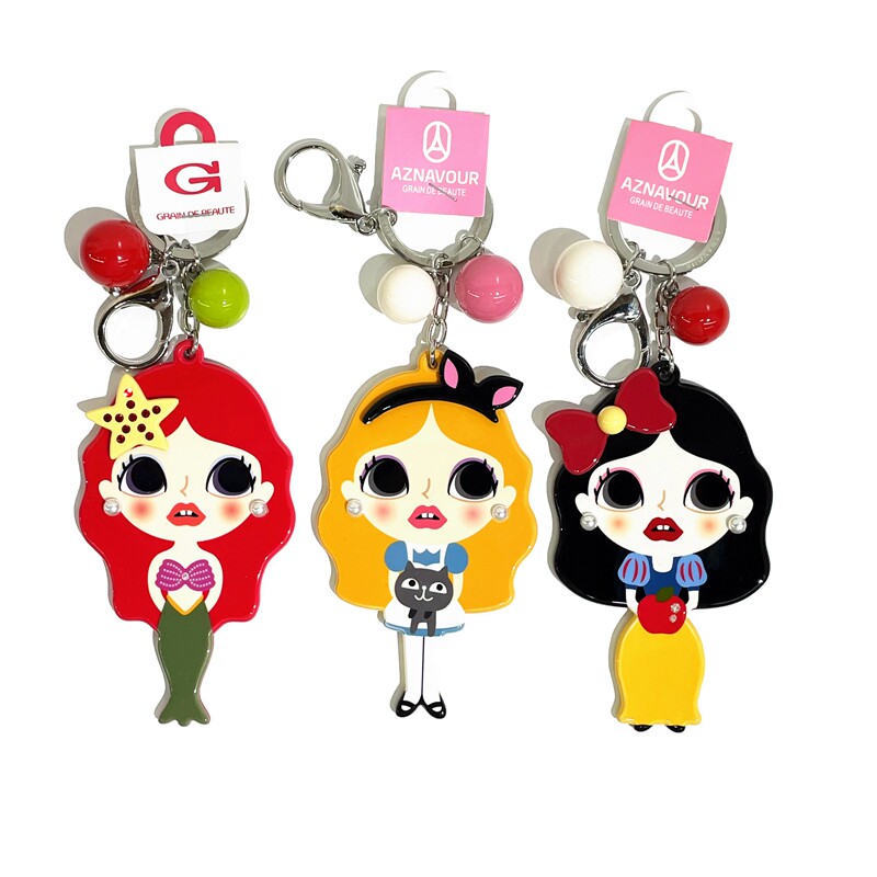 韩饰AZ饰品挂件可爱童话公主镜子钥匙扣包挂女YSK0335