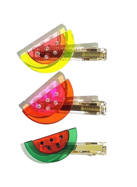 韩饰AZ饰品头饰彩色雅致镶钻透明色彩色西瓜鸭嘴夹YZJ0849