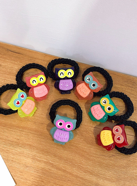 韩饰AZ饰品发饰头绳雅致镶钻彩色可爱猫头鹰皮筋发圈FQ1056