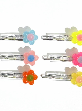 韩饰AZ饰品头饰雅致素面彩色圆球五瓣花边卡扣卡BQ1764